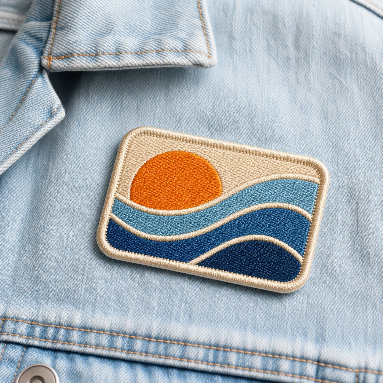 Iron-on embroidered patches for promotional apparel